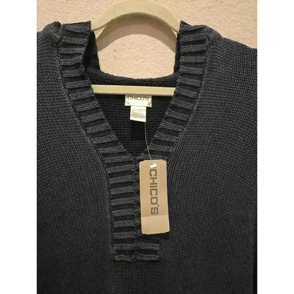 Chico's Women's V-Neck Pullover Sweater Blue Size 1 Long Sleeve 8/10 Regular - Picture 3 of 11